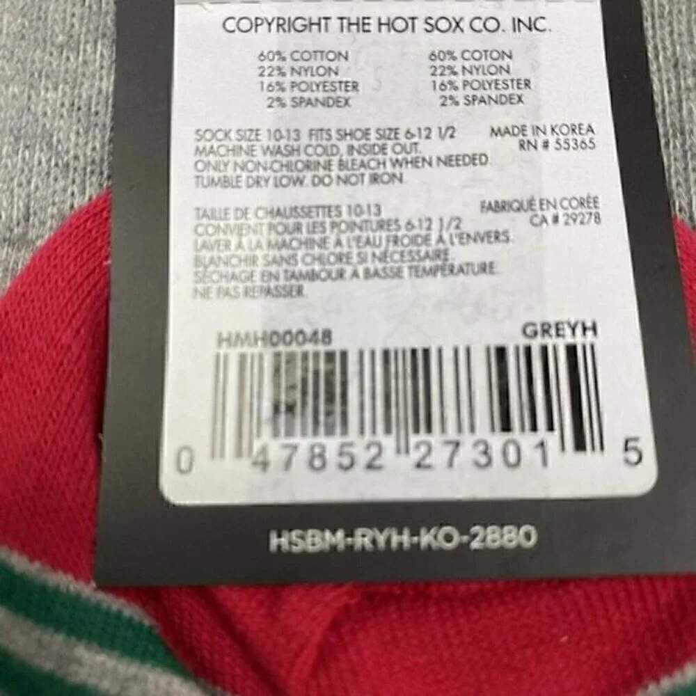 NEW HOT SOX Crew Socks Set of 2 Mens Size 10-13 “Holiday